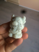 Load image into Gallery viewer, 100% Natural white beige with black/brown flying dandelions Osmanthus fragrant nephrite Jade fortune piggy desk decor/worry stone HF35-3