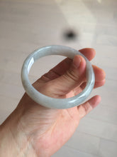 Load image into Gallery viewer, 56.6mm Certified type A 100% Natural watery light green/gray Jadeite Jade bangle J105-7280