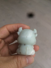 Load image into Gallery viewer, 100% Natural white beige with black/brown flying dandelions Osmanthus fragrant nephrite Jade fortune piggy desk decor/worry stone HF35-3