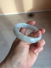 Load image into Gallery viewer, 56.6mm Certified type A 100% Natural watery light green/gray Jadeite Jade bangle J105-7280