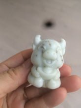 Load image into Gallery viewer, 100% Natural white beige with black/brown flying dandelions Osmanthus fragrant nephrite Jade fortune piggy desk decor/worry stone HF35-3