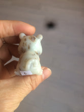 Load image into Gallery viewer, 100% Natural white beige with black/brown flying dandelions Osmanthus fragrant nephrite Jade bull doggy desk decor/worry stone HF35-4