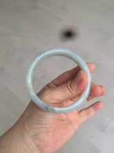 Load image into Gallery viewer, 56.6mm Certified type A 100% Natural watery light green/gray Jadeite Jade bangle J105-7280