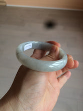 Load image into Gallery viewer, 56.6mm Certified type A 100% Natural watery light green/gray Jadeite Jade bangle J105-7280