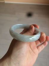 Load image into Gallery viewer, 56.6mm Certified type A 100% Natural watery light green/gray Jadeite Jade bangle J105-7280