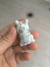 Load image into Gallery viewer, 100% Natural white beige with black/brown flying dandelions Osmanthus fragrant nephrite Jade bull doggy desk decor/worry stone HF35-4