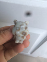 Load image into Gallery viewer, 100% Natural white beige with black/brown flying dandelions Osmanthus fragrant nephrite Jade bull doggy desk decor/worry stone HF35-4