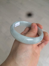 Load image into Gallery viewer, 56.6mm Certified type A 100% Natural watery light green/gray Jadeite Jade bangle J105-7280