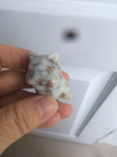 Load image into Gallery viewer, 100% Natural white beige with black/brown flying dandelions Osmanthus fragrant nephrite Jade bull doggy desk decor/worry stone HF35-4