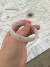 Load image into Gallery viewer, 51.5mm certified Type A 100% Natural white with yellow floating flowers thin jadeite jade bangle R83-4972