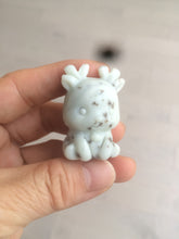 Load image into Gallery viewer, 100% Natural white beige with black/brown flying dandelions Osmanthus fragrant nephrite Jade dear desk decor/worry stone HF35-5