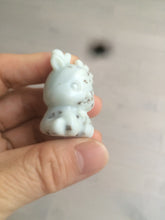 Load image into Gallery viewer, 100% Natural white beige with black/brown flying dandelions Osmanthus fragrant nephrite Jade dear desk decor/worry stone HF35-5