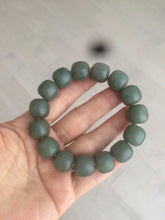 Load image into Gallery viewer, 100% Natural 13.8x13mm green/yellow/brown/blue vintage style nephrite Jade bead man bracelet HF22