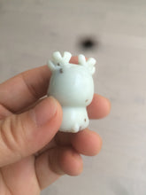 Load image into Gallery viewer, 100% Natural white beige with black/brown flying dandelions Osmanthus fragrant nephrite Jade dear desk decor/worry stone HF35-5