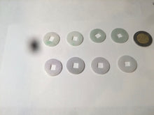 Load image into Gallery viewer, 18-19.6mm Type A 100% Natural sunny green/ light purple/white Jadeite Jade ancient Chinese coin pendant group AT75