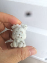 Load image into Gallery viewer, 100% Natural white beige with black/brown flying dandelions Osmanthus fragrant nephrite Jade dear desk decor/worry stone HF35-5