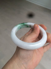 Load image into Gallery viewer, 61.4mm Certified Type A 100% Natural green/white Jadeite Jade bangle AT4-0656