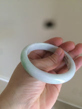 Load image into Gallery viewer, 55.5 mm Certified type A 100% Natural sunny green/white (白底青)/purple Jadeite bangle H160-1843
