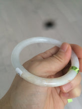 Load image into Gallery viewer, 57mm certificated Type A 100% Natural light green /yellow round cut Jadeite Jade bangle x60-9026