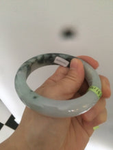 Load image into Gallery viewer, 58.5mm certificated Type A 100% Natural green/white Jadeite Jade bangle L86-1287