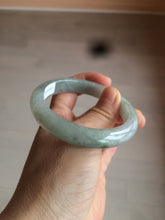Load image into Gallery viewer, 55.5 mm Certified type A 100% Natural icy watery light green/gray Jadeite bangle J99-4214