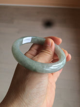 Load image into Gallery viewer, 55.5 mm Certified type A 100% Natural icy watery light green/gray Jadeite bangle J99-4214