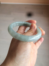 Load image into Gallery viewer, 55.5 mm Certified type A 100% Natural icy watery light green/gray Jadeite bangle J99-4214