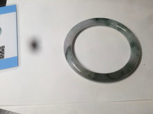 Load image into Gallery viewer, 56.7mm Certified type A 100% Natural light green purple with floating flowers slim round cut jadeite jade bangle AC51-7554
