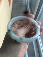 Load image into Gallery viewer, Certified Type A 100% Natural white/green flying flowers Jadeite Jade bangle 57mm J70-6275