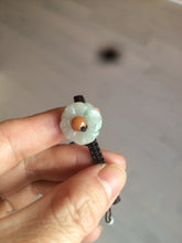 Load image into Gallery viewer, 15-16mm 100% natural type A icy green/white flower jadeite jade thread woven bracelets AT79