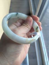 Load image into Gallery viewer, Certified Type A 100% Natural white/green flying flowers Jadeite Jade bangle 57mm J70-6275