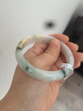 Load image into Gallery viewer, Certified Type A 100% Natural white/green flying flowers Jadeite Jade bangle 57mm J70-6275