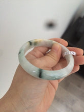 Load image into Gallery viewer, Certified Type A 100% Natural white/green flying flowers Jadeite Jade bangle 57mm J70-6275