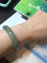 Load image into Gallery viewer, 52.5mm Certified Type A 100% Natural oily dark green/gary oval Jadeite Jade oval bangle etsyAT10-1498