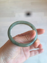 Load image into Gallery viewer, 52.5mm Certified Type A 100% Natural oily dark green/gary oval Jadeite Jade oval bangle etsyAT10-1498