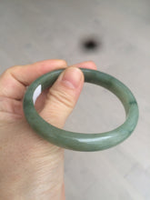 Load image into Gallery viewer, 52.5mm Certified Type A 100% Natural oily dark green/gary oval Jadeite Jade oval bangle etsyAT10-1498