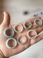 Load image into Gallery viewer, 18.1mm/size 8 100% natural type A icy watery green/white/yellow jadeite jade band ring G105-8