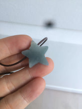 Load image into Gallery viewer, Type A 100% Natural light green/blue/gray jadeite Jade star Pendant necklace AE55