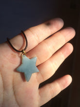 Load image into Gallery viewer, Type A 100% Natural light green/blue/gray jadeite Jade star Pendant necklace AE55