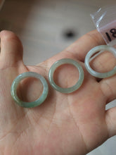 Load image into Gallery viewer, 18.5mm/size 8 1/2 100% natural type A icy watery green/white/yellow jadeite jade band ring G105- 8 1/2
