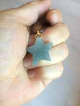 Load image into Gallery viewer, Type A 100% Natural light green/blue/gray jadeite Jade star Pendant necklace AE55
