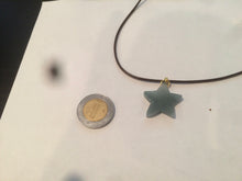 Load image into Gallery viewer, Type A 100% Natural light green/blue/gray jadeite Jade star Pendant necklace AE55