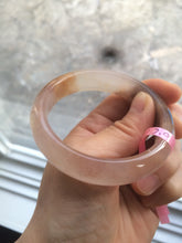 Load image into Gallery viewer, 54.7mm 100% natural icy purple/brown/red Quartzite (jinsi jade, 金丝玉) Golden Silk Jade bangle N77