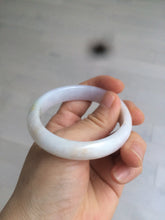 Load image into Gallery viewer, 50mm Certified Type A 100% Natural white/purple oval Jadeite Jade bangle L124-7903