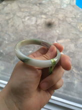 Load image into Gallery viewer, 52.5mm Certified Type A 100% Natural green/white Jadeite Jade oval bangle KS63-8403