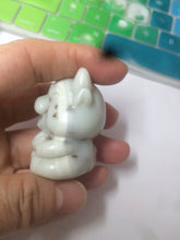 Load image into Gallery viewer, 100% Natural white beige with black/brown flying dandelions Osmanthus fragrant nephrite Jade fortune piggy desk decor/worry stone HF35-3