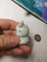 Load image into Gallery viewer, 100% Natural white beige with black/brown flying dandelions Osmanthus fragrant nephrite Jade dear desk decor/worry stone HF35-5