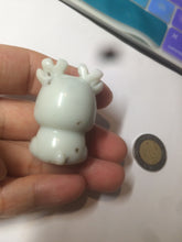 Load image into Gallery viewer, 100% Natural white beige with black/brown flying dandelions Osmanthus fragrant nephrite Jade dear desk decor/worry stone HF35-5