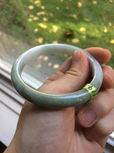 Load image into Gallery viewer, 55.1mm Certified Type A 100% Natural green/white Jadeite Jade bangle Q69-8395
