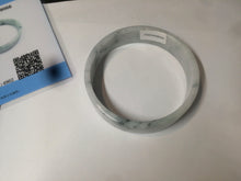 Load image into Gallery viewer, 52.2mm Certified type A 100% Natural light green floating flowers square Jadeite Jade bangle W85-8066